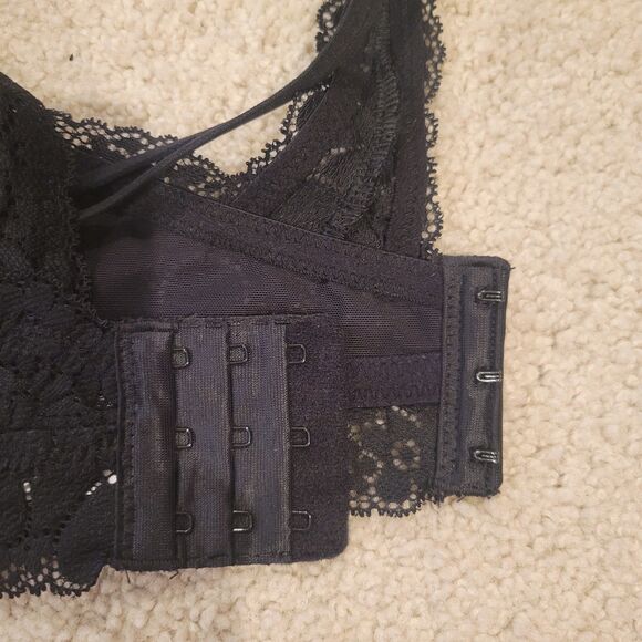 NWT Aerie Real Happy WIRELESS Lace Padded Bra In Black Size 36C MSRP $45 Sexy - Picture 5 of 7